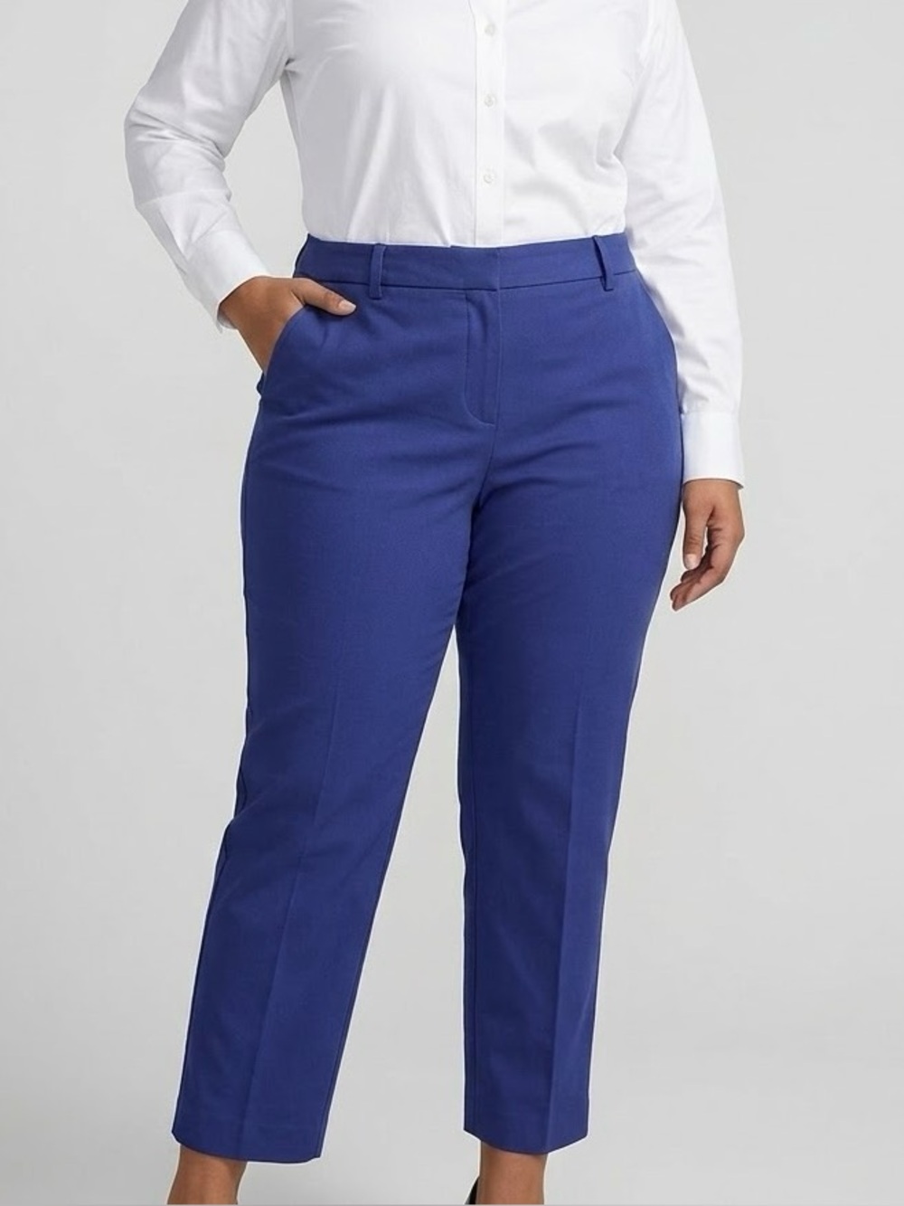 ELOQUII 20R Kady Fit Double-Weave Ankle Pants Cobalt Blue Workwear